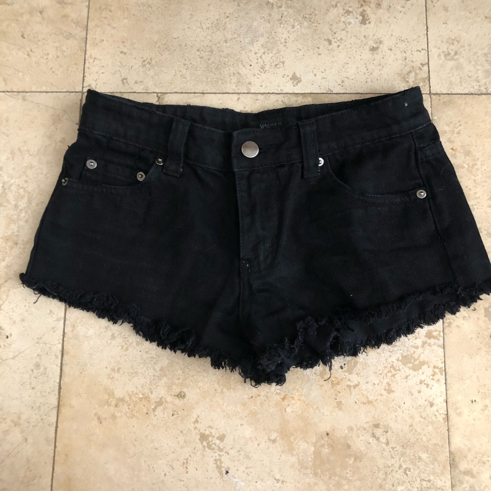 black denim shorts